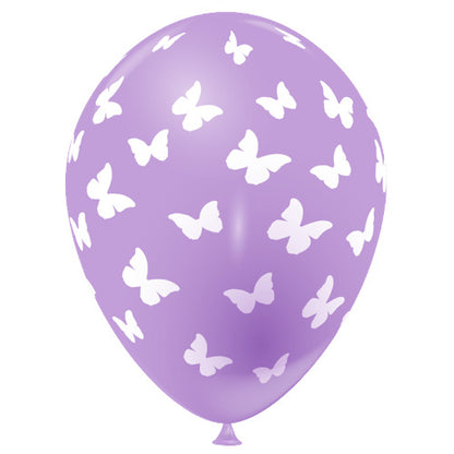 Lilac White Butterfly Balloon - Opaque