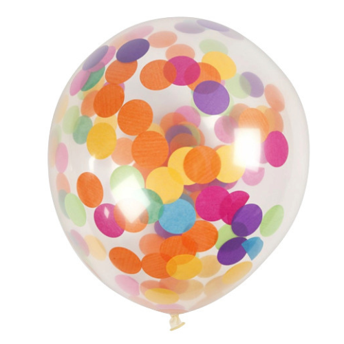 Ballon Transparent Confettis Multicolores - Cristal