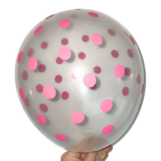 Ballon Transparent à Pois Rose - Cristal