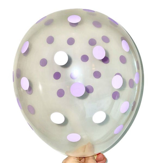 Ballon Transparent à Pois Lilas - Cristal