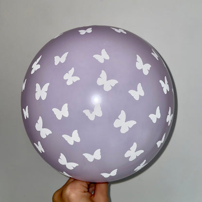 Lilac White Butterfly Balloon - Opaque