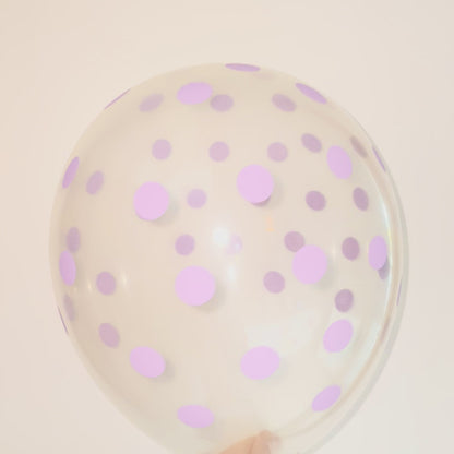 Ballon Transparent à Pois Lilas - Cristal